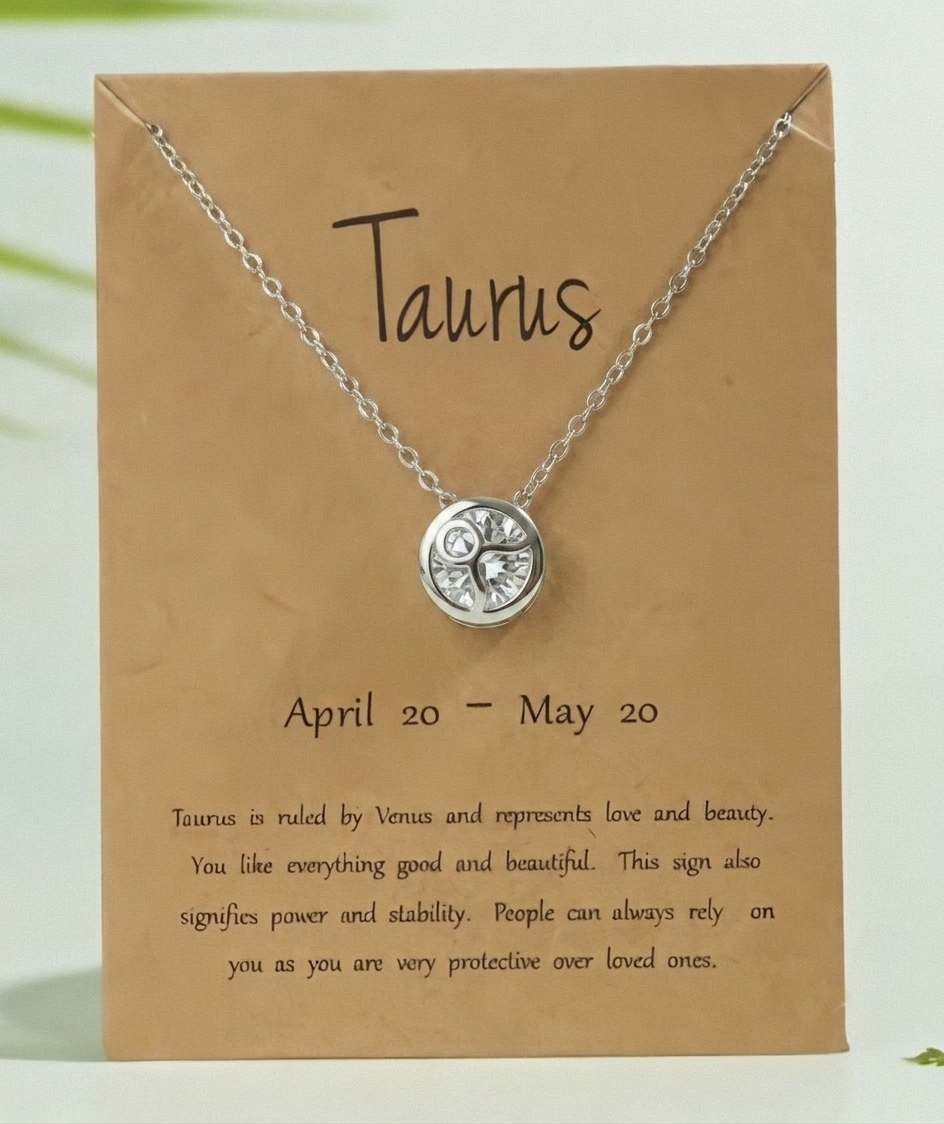 Zodiac Signs + Birthstone Necklace S-925
