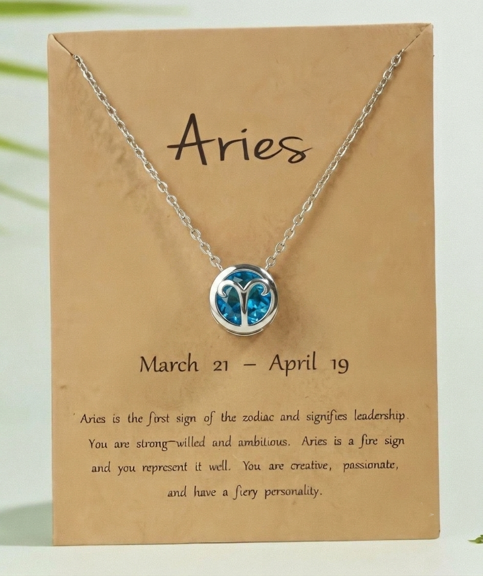 Zodiac Signs + Birthstone Necklace S-925