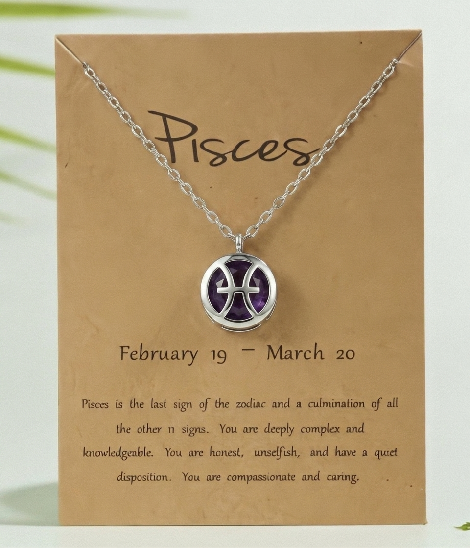 Zodiac Signs + Birthstone Necklace S-925
