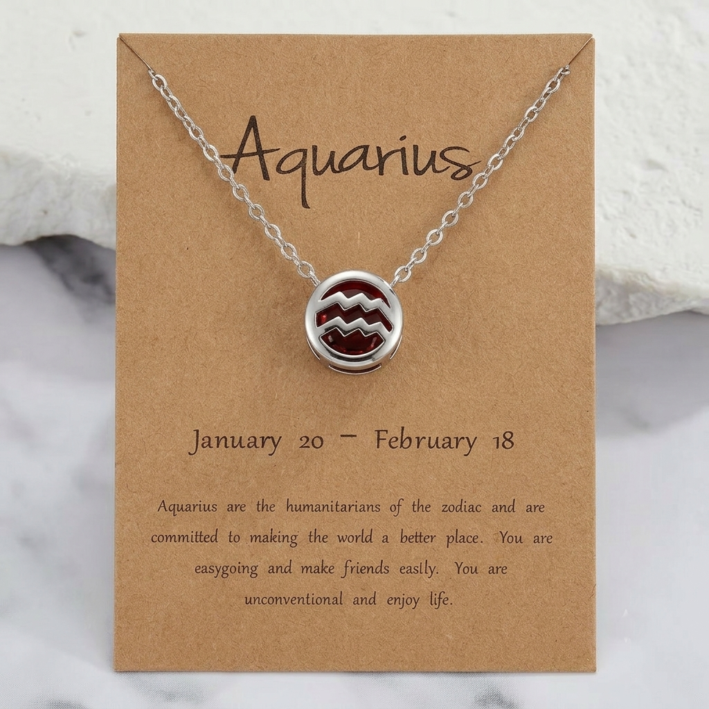 Zodiac Signs + Birthstone Necklace S-925