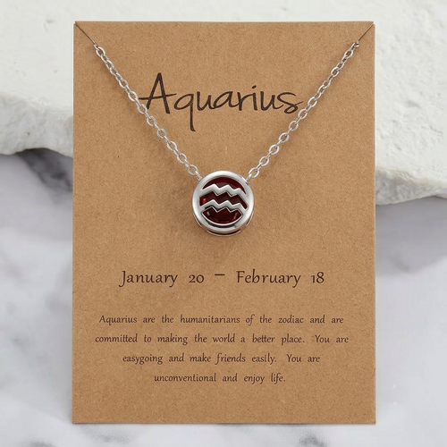 Zodiac Signs + Birthstone Necklace S-925