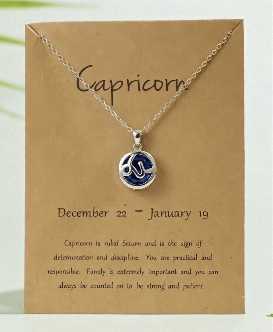 Zodiac Signs + Birthstone Necklace S-925